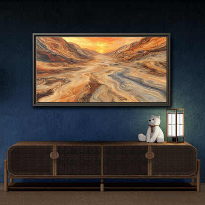 Mockup 4. Nature Canyon Valley Orange And Gray Canyon shown as stretched canvas wall art