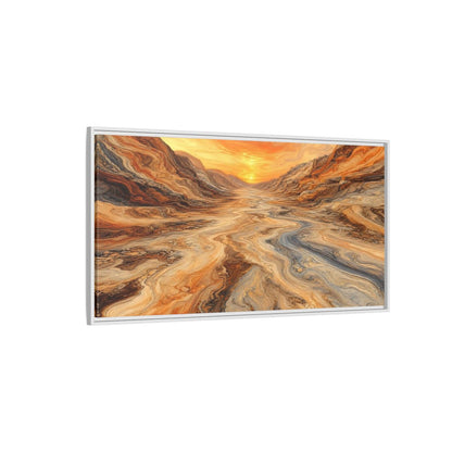 Side Mockup 3. Nature Canyon Valley Orange And Gray Canyon shown as stretched canvas wall art