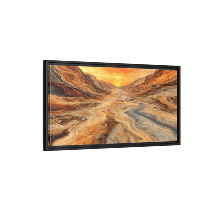 Side Mockup 2. Nature Canyon Valley Orange And Gray Canyon shown as stretched canvas wall art