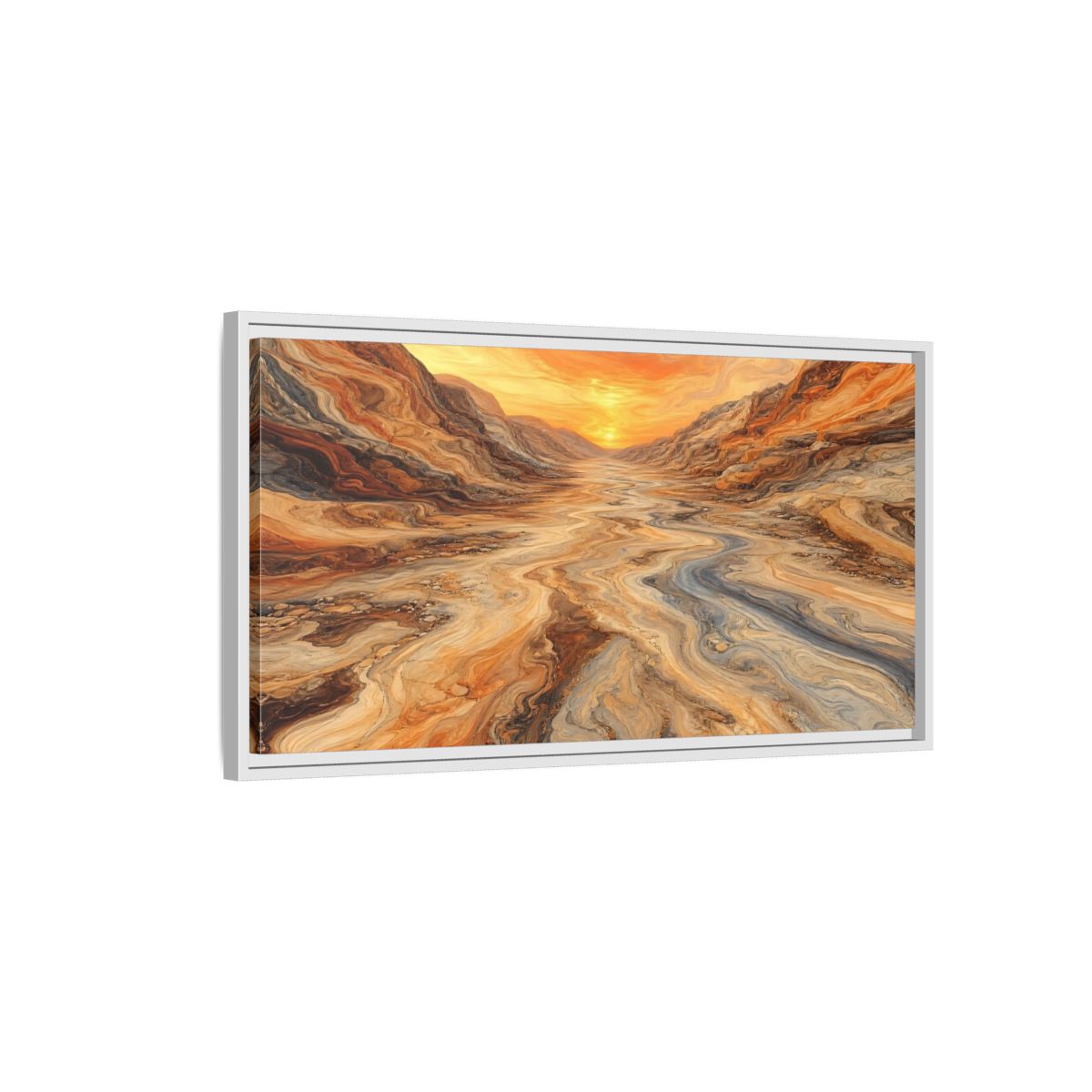 Side Mockup 1. Nature Canyon Valley Orange And Gray Canyon shown as stretched canvas wall art