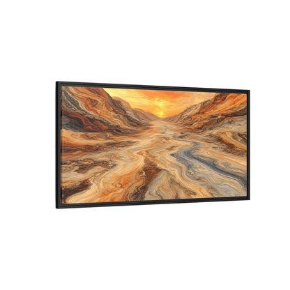 Side Mockup 5. Nature Canyon Valley Orange And Gray Canyon shown as stretched canvas wall art