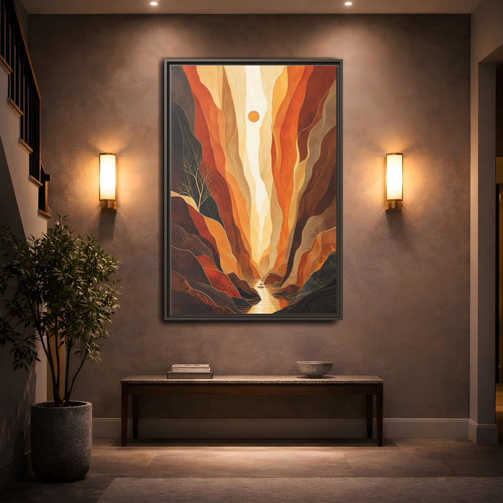 Mockup 2. Nature Canyon Valley Orange Canyon Landscape shown as stretched canvas wall art
