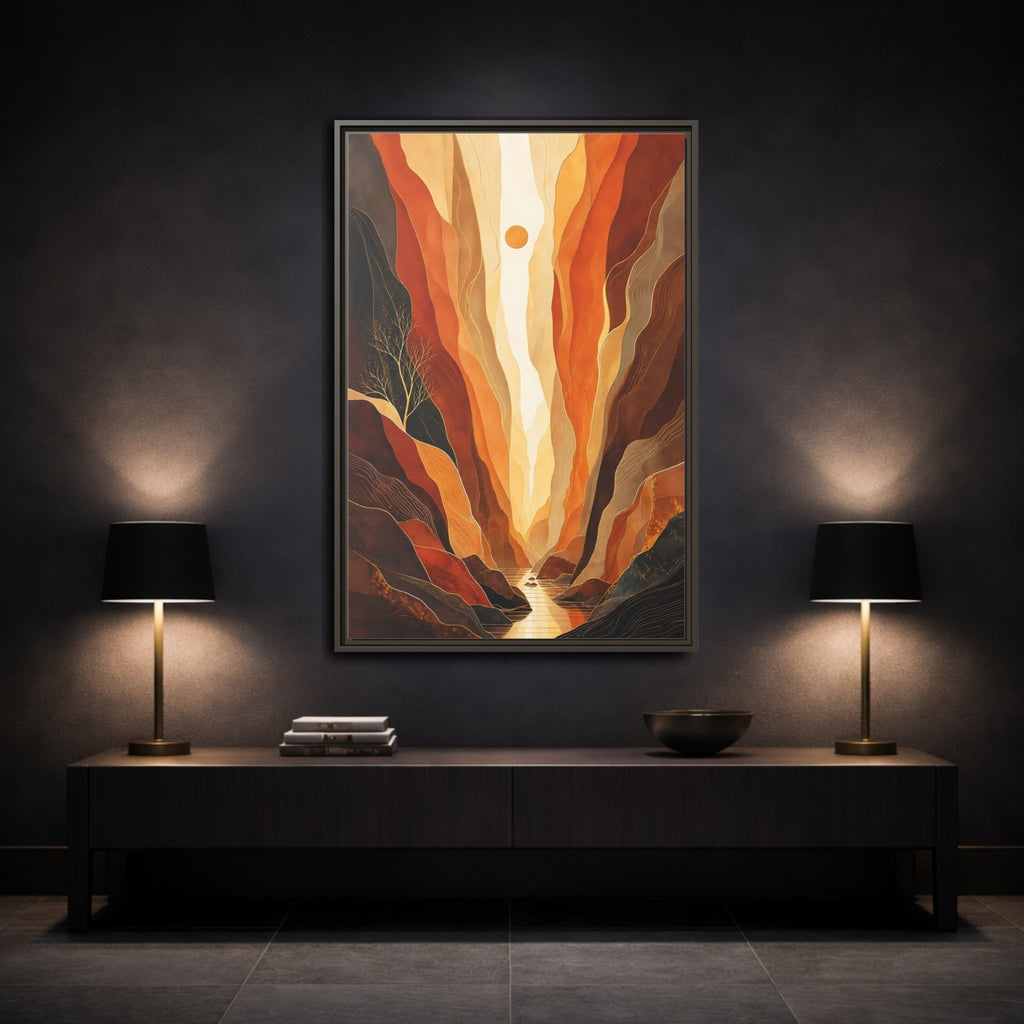 Mockup 3. Nature Canyon Valley Orange Canyon Landscape shown as stretched canvas wall art
