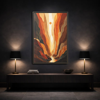 Mockup 3. Nature Canyon Valley Orange Canyon Landscape shown as stretched canvas wall art