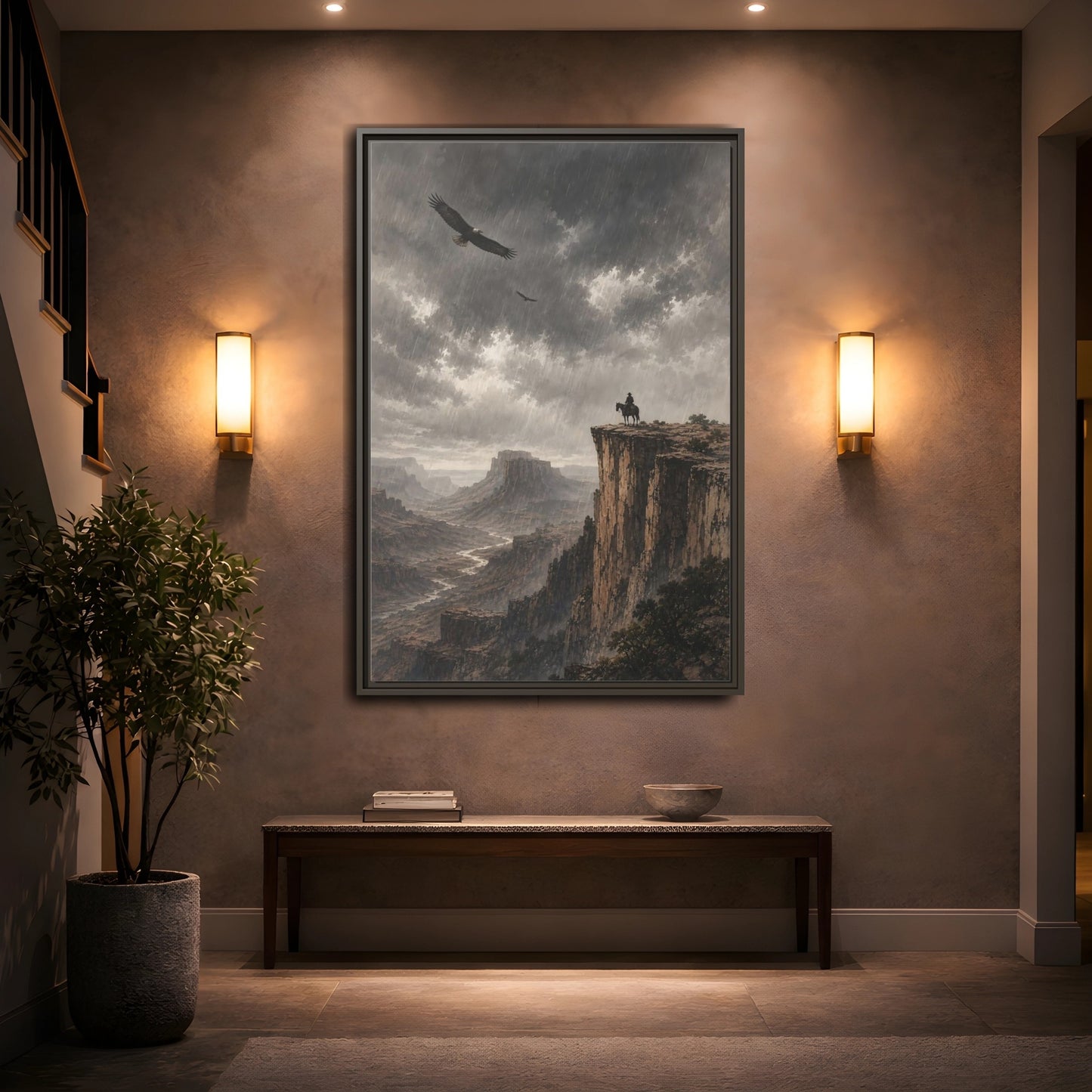 Mockup 2. Nature Canyon Vista Canyon Storm shown as stretched canvas wall art
