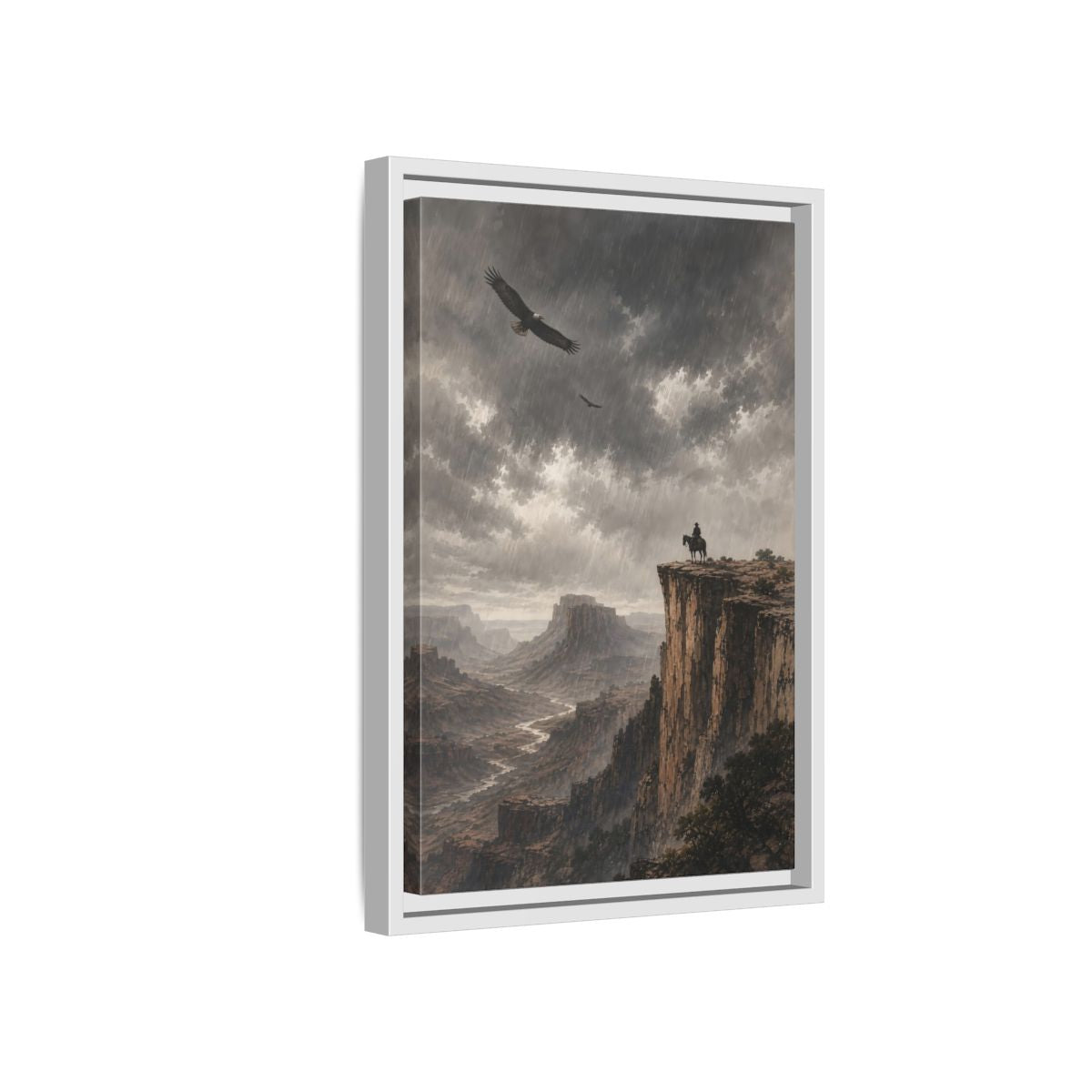 Side Mockup 4. Nature Canyon Vista Canyon Storm shown as stretched canvas wall art