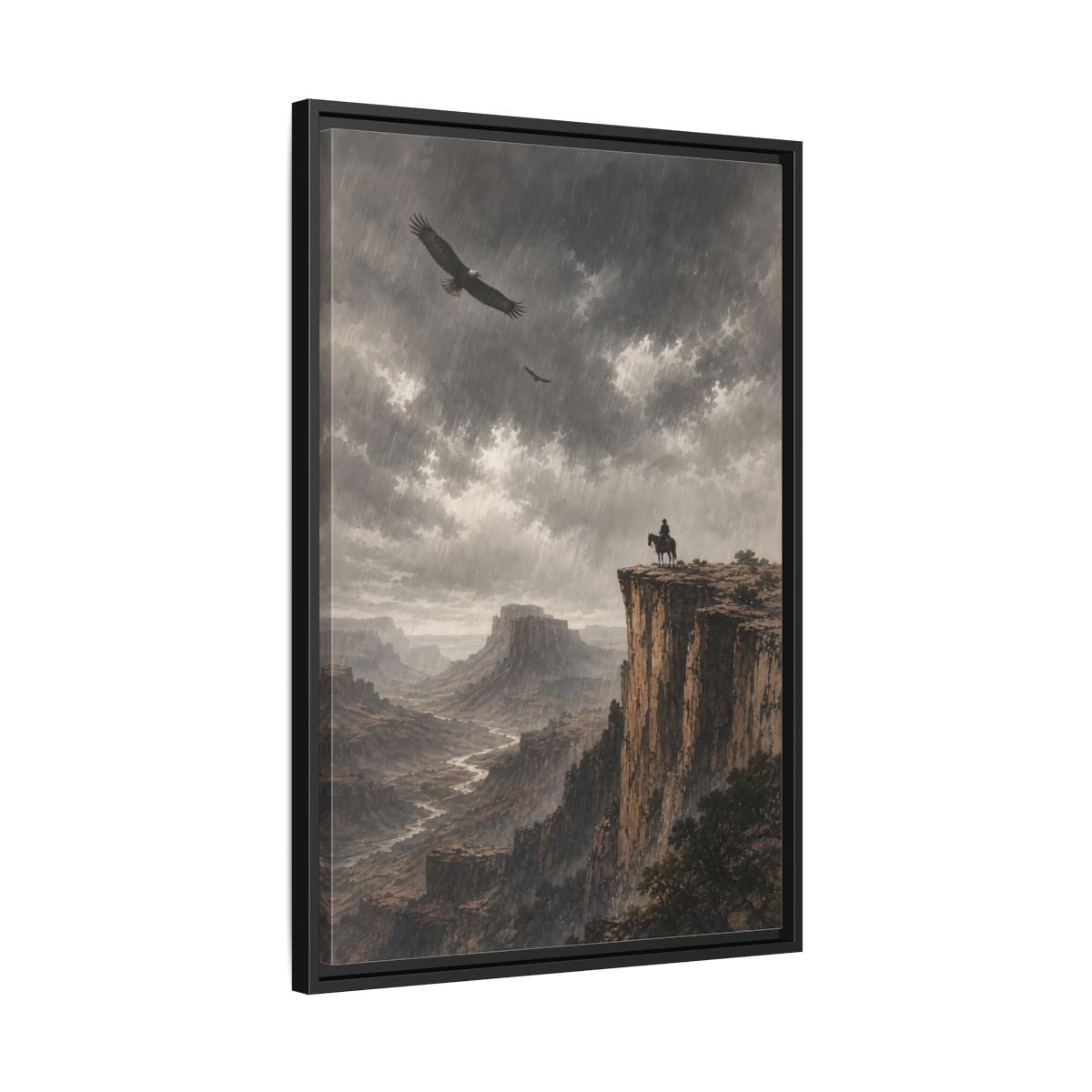 Side Mockup 14. Nature Canyon Vista Canyon Storm shown as stretched canvas wall art