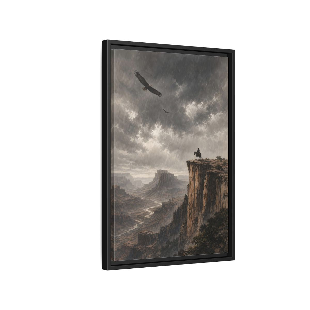 Side Mockup 3. Nature Canyon Vista Canyon Storm shown as stretched canvas wall art