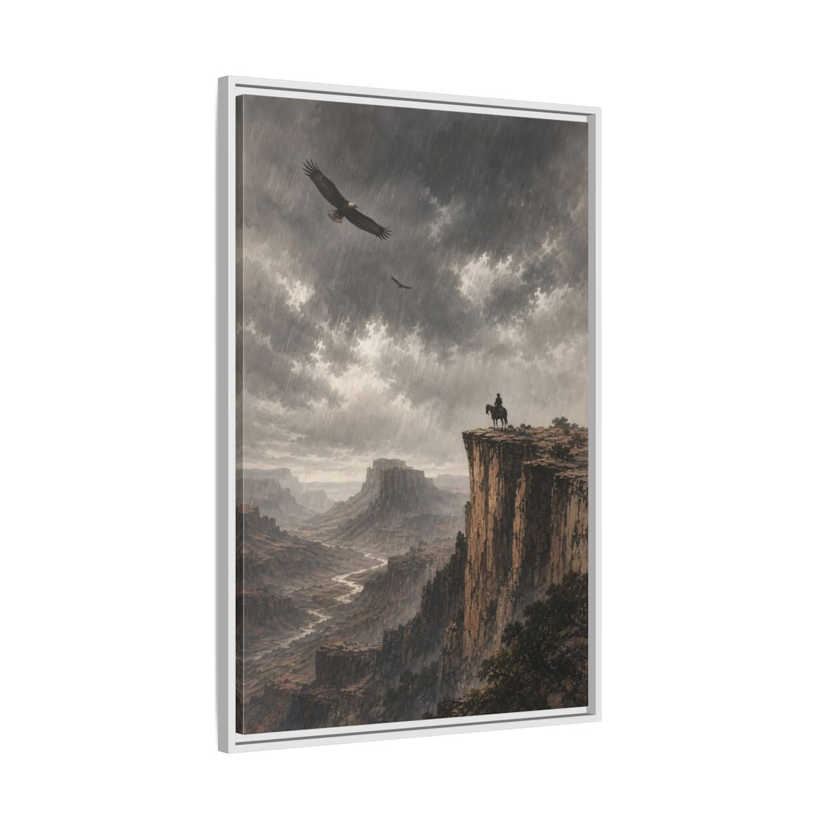 Side Mockup 9. Nature Canyon Vista Canyon Storm shown as stretched canvas wall art