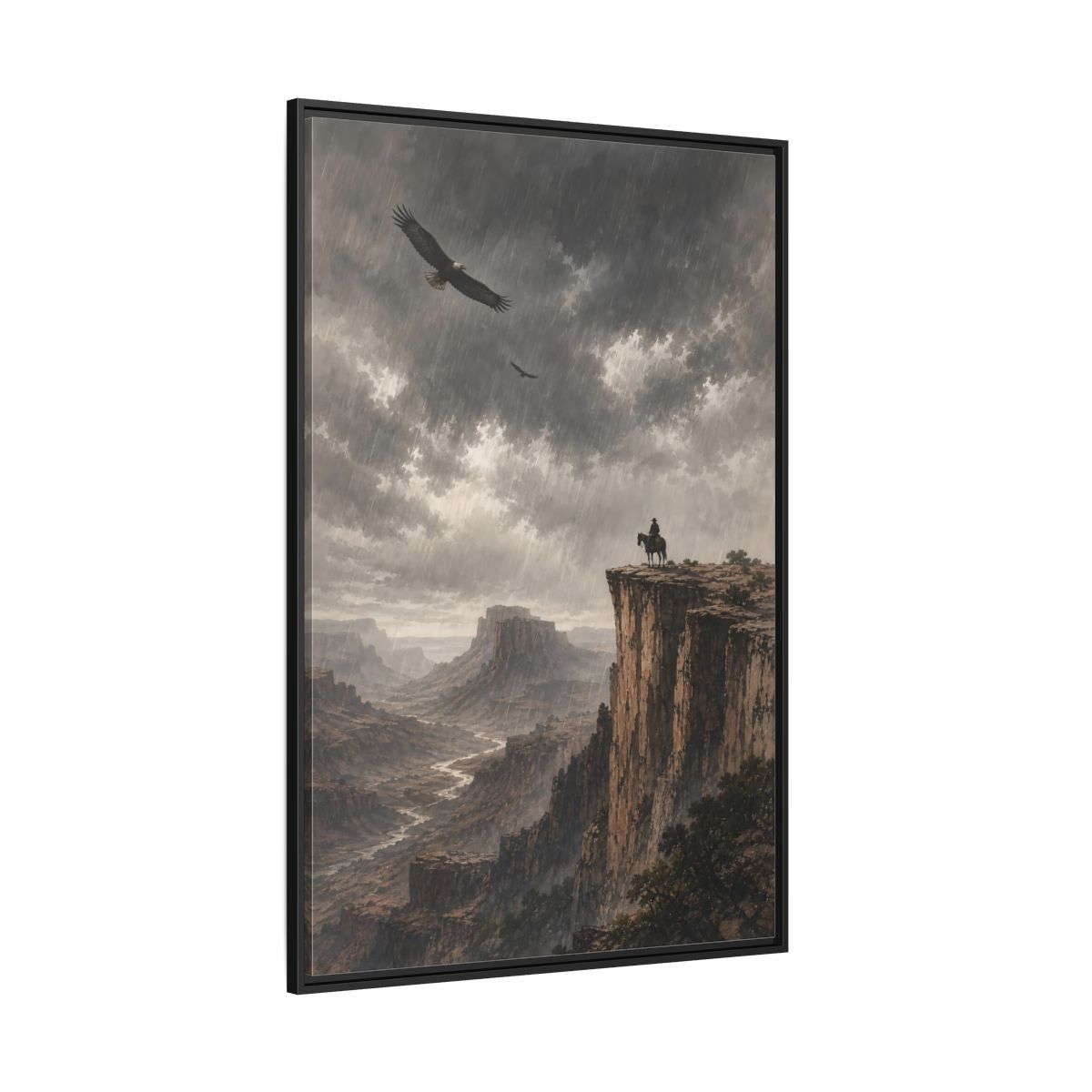Side Mockup 12. Nature Canyon Vista Canyon Storm shown as stretched canvas wall art