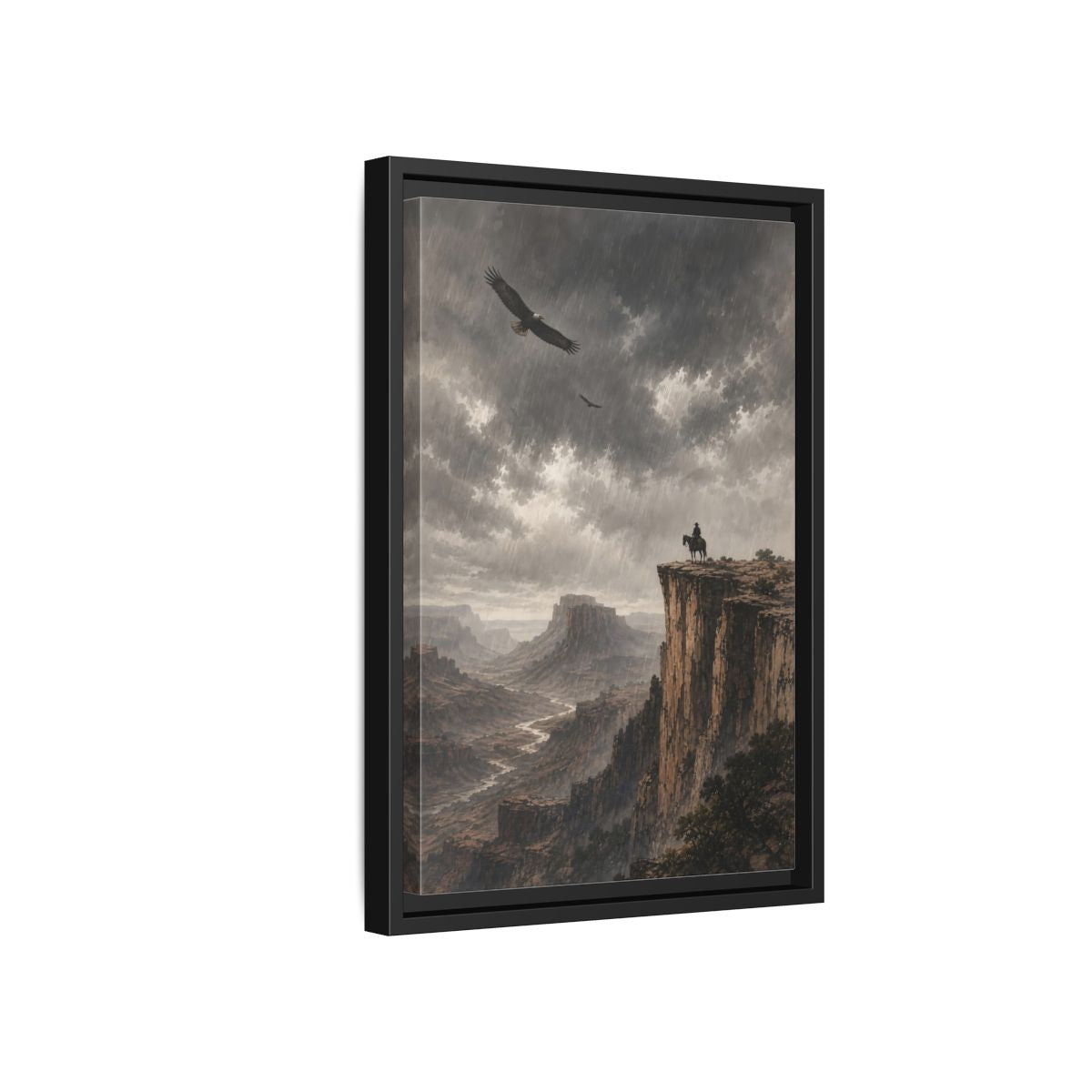 Side Mockup 6. Nature Canyon Vista Canyon Storm shown as stretched canvas wall art