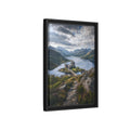 Side Mockup 6. Nature Castle Green Blue Grey Castle shown as stretched canvas wall art