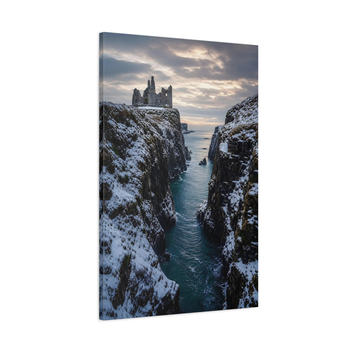 Main Mockup. Nature Castle Ruin Winter Castle shown as stretched canvas wall art