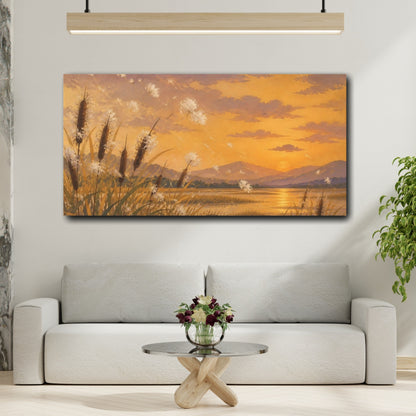 Mockup 2. Nature Cattails At Sunset shown as canvas print