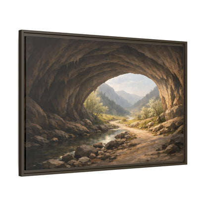 Main Mockup. Nature Cave Entrance Cave Landscape shown as stretched canvas wall art