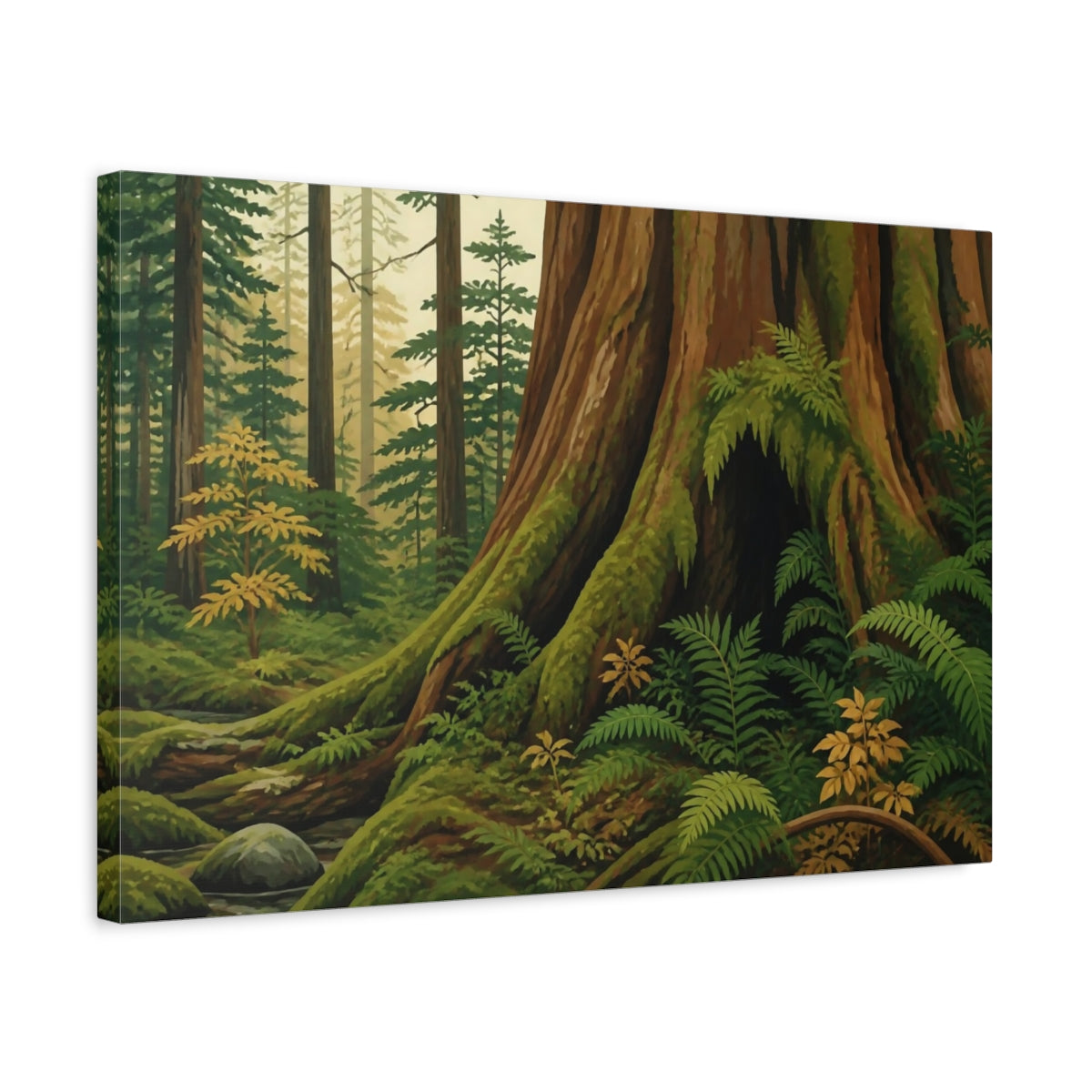 Side Mockup 3. Nature Cedar Tree Hollow shown as canvas print
