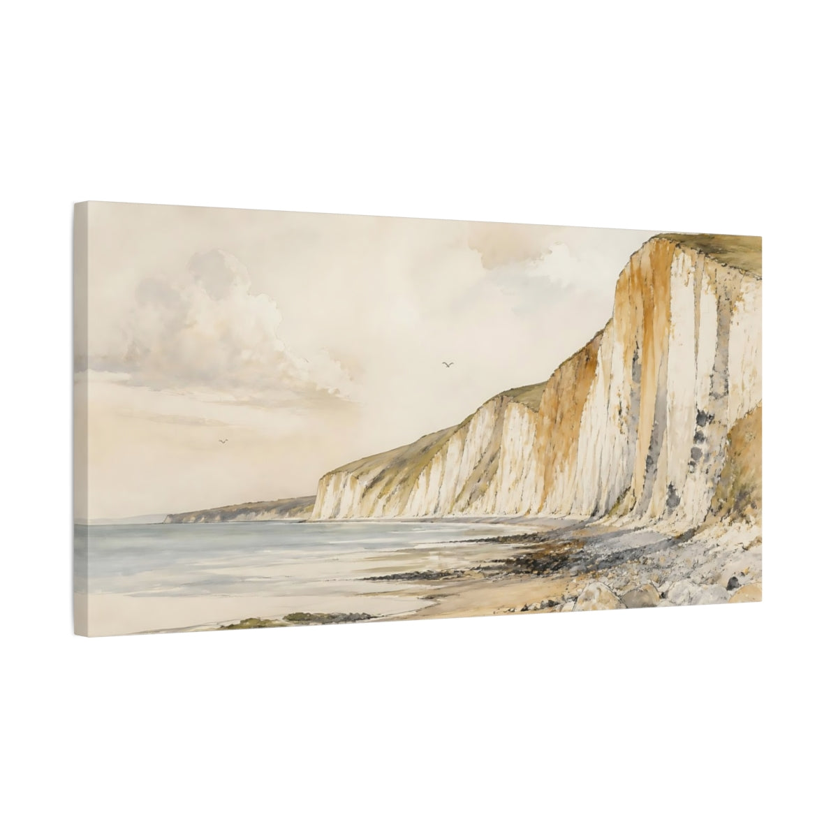 Side Mockup 1. Nature Chalk Cliffs Seascape shown as canvas print