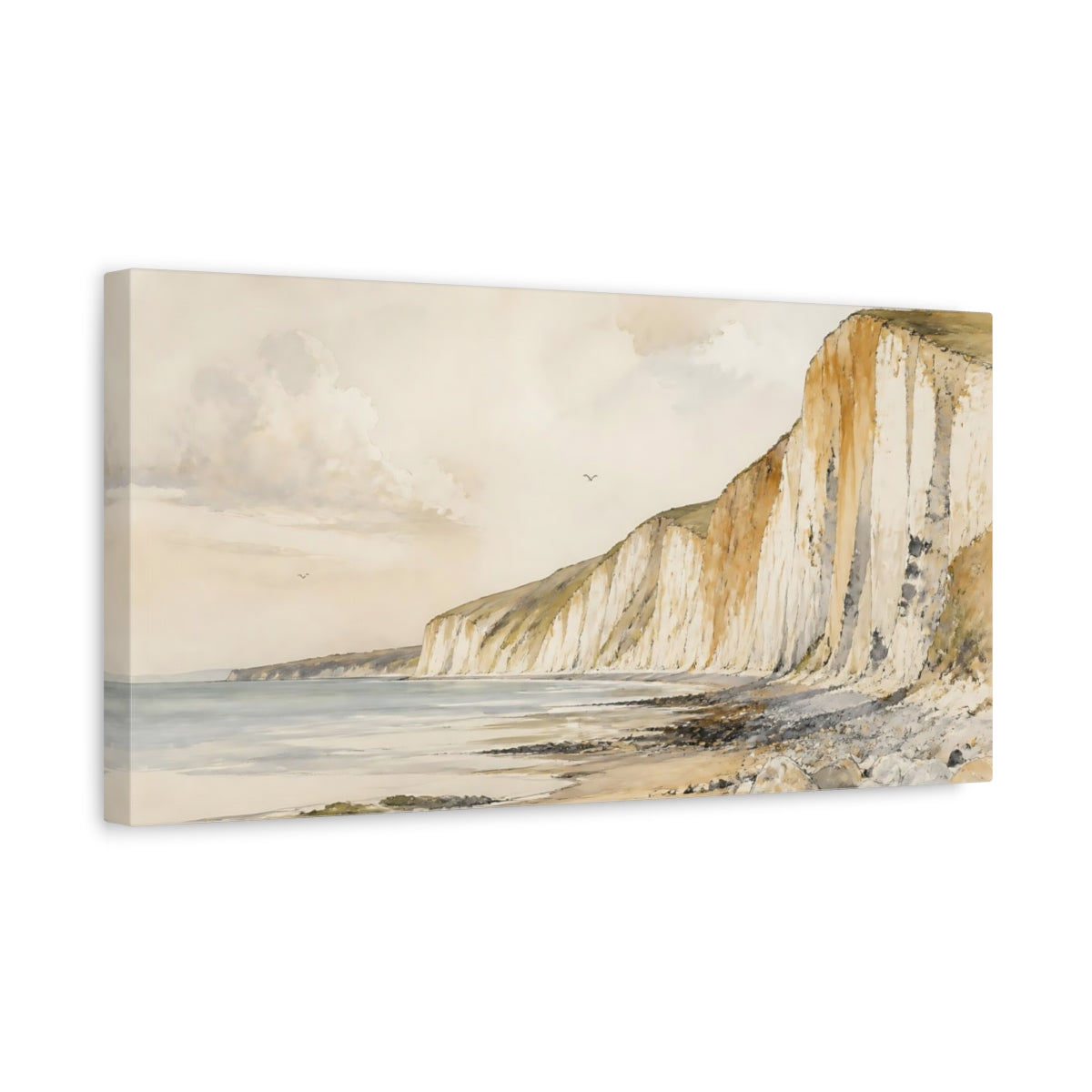 Side Mockup 3. Nature Chalk Cliffs Seascape shown as canvas print