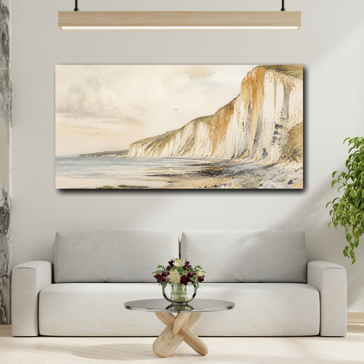 Mockup 2. Nature Chalk Cliffs Seascape shown as canvas print
