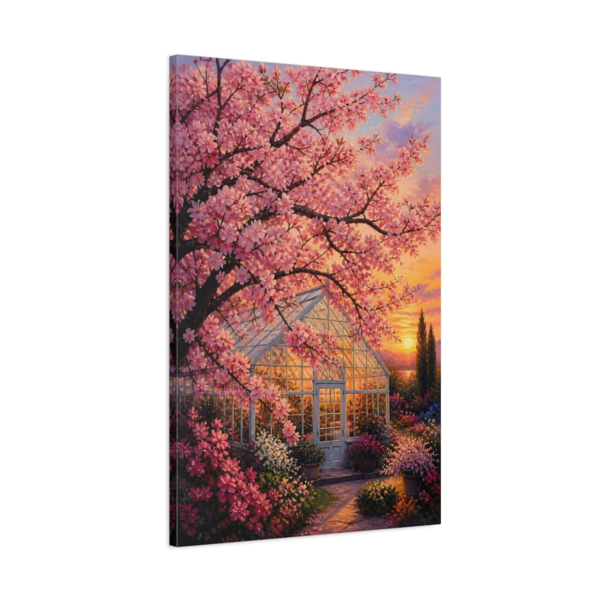 Main Mockup. Nature Cherry Blossom Pink Cherry Blossom shown as stretched canvas wall art