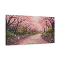 Side Mockup 3. Nature Cherry Blossoms Pink Cherry Blossoms shown as stretched canvas wall art