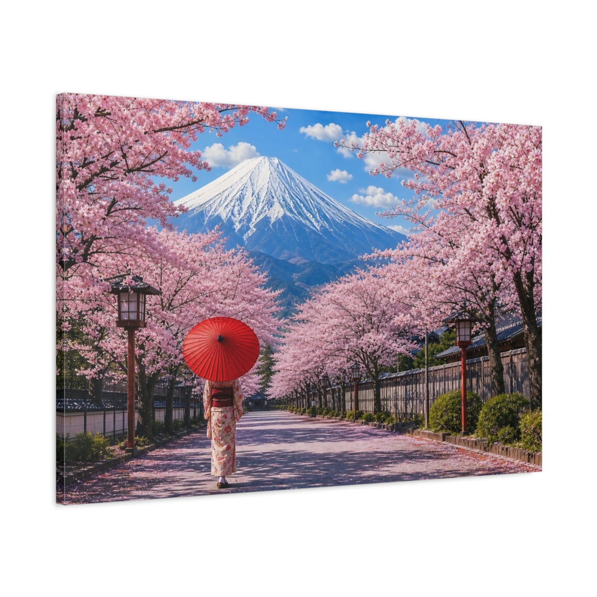 Main Mockup. Nature Cherry Blossoms Pink Cherry Blossoms shown as stretched canvas wall art
