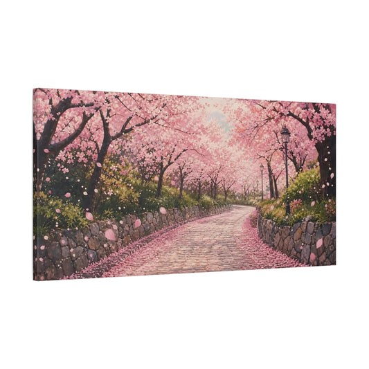 Main Mockup. Nature Cherry Blossoms Pink Cherry Blossoms shown as stretched canvas wall art