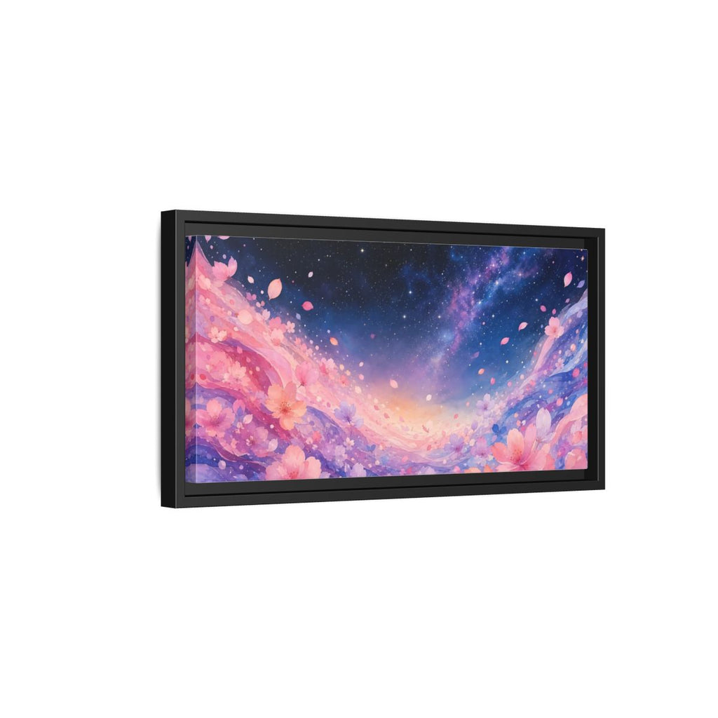 Side Mockup 8. Nature Cherry Blossoms Pink Floral Galaxy shown as stretched canvas wall art