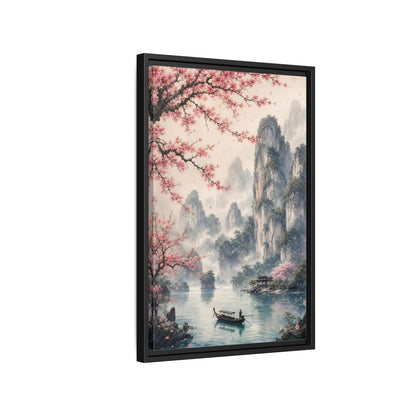 Side Mockup 3. Nature Cherry Blossoms Pink Cherry Blossoms shown as stretched canvas wall art