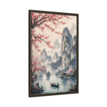 Side Mockup 11. Nature Cherry Blossoms Pink Cherry Blossoms shown as stretched canvas wall art