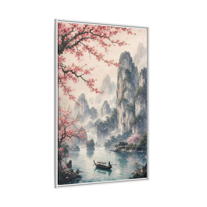 Side Mockup 7. Nature Cherry Blossoms Pink Cherry Blossoms shown as stretched canvas wall art