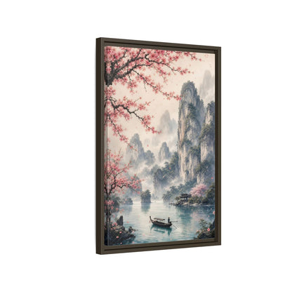 Side Mockup 2. Nature Cherry Blossoms Pink Cherry Blossoms shown as stretched canvas wall art