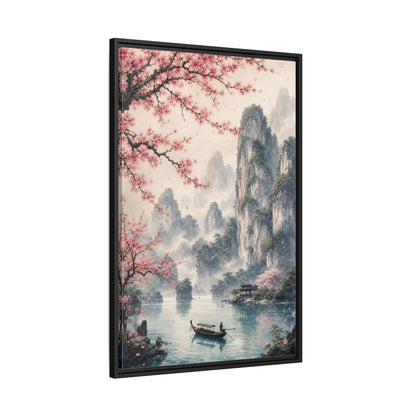 Side Mockup 13. Nature Cherry Blossoms Pink Cherry Blossoms shown as stretched canvas wall art