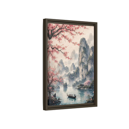 Side Mockup 5. Nature Cherry Blossoms Pink Cherry Blossoms shown as stretched canvas wall art