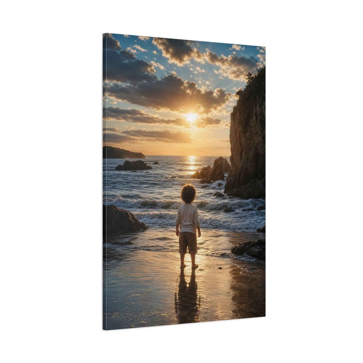 Nature Child Golden Sunset Canvas Wall Art Print - Photographic Living Room, Above Sofa shown as canvas wall art