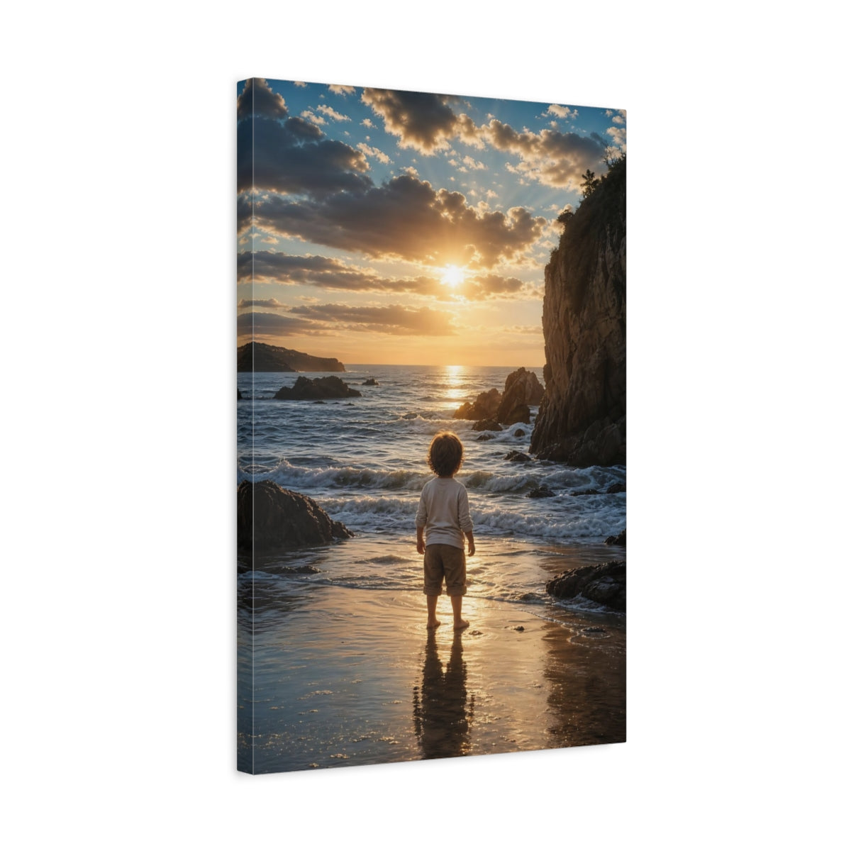 Nature Child Golden Sunset Canvas Wall Art Print - Photographic Living Room, Above Sofa shown as canvas wall art