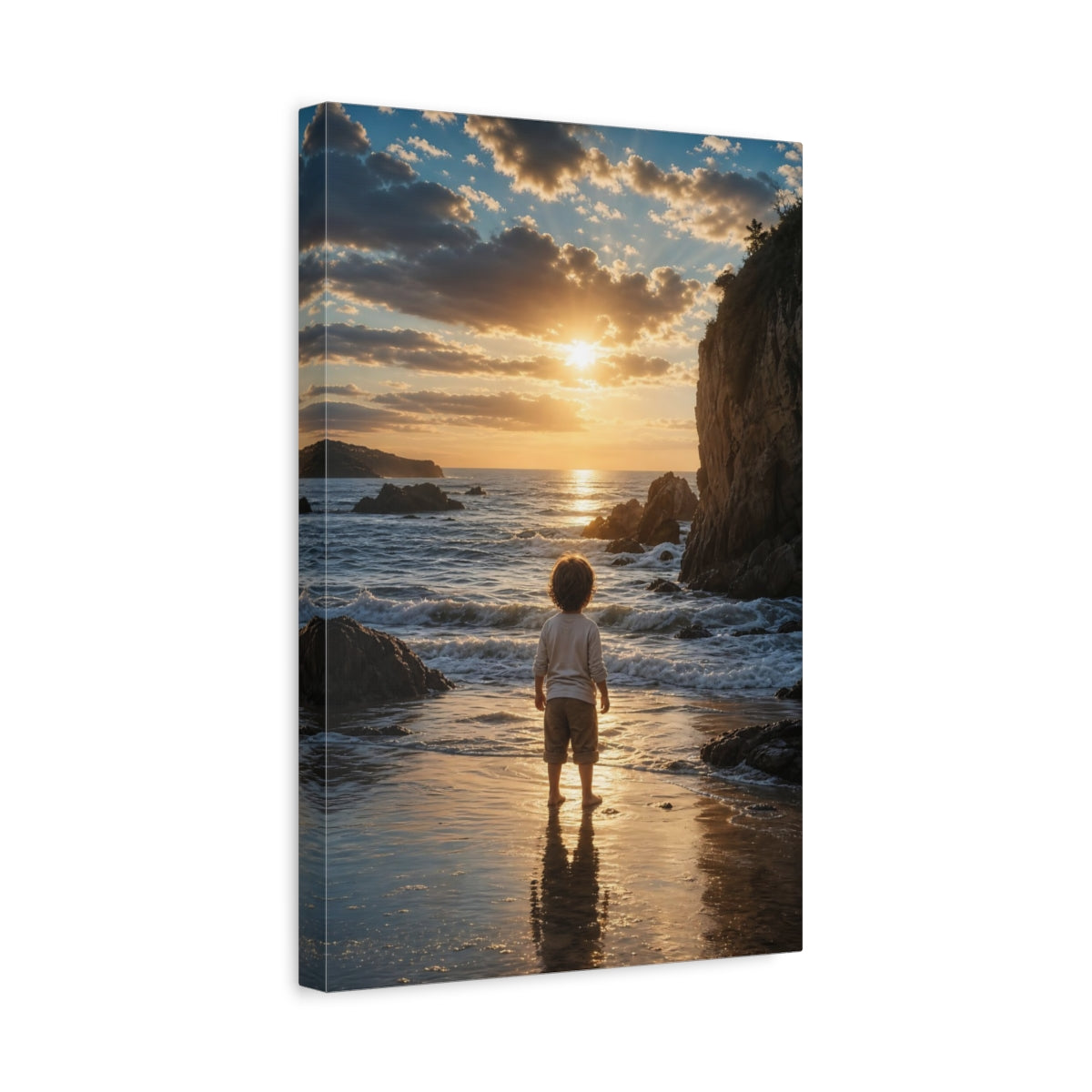 Nature Child Golden Sunset Canvas Wall Art Print - Photographic Living Room, Above Sofa shown as canvas wall art
