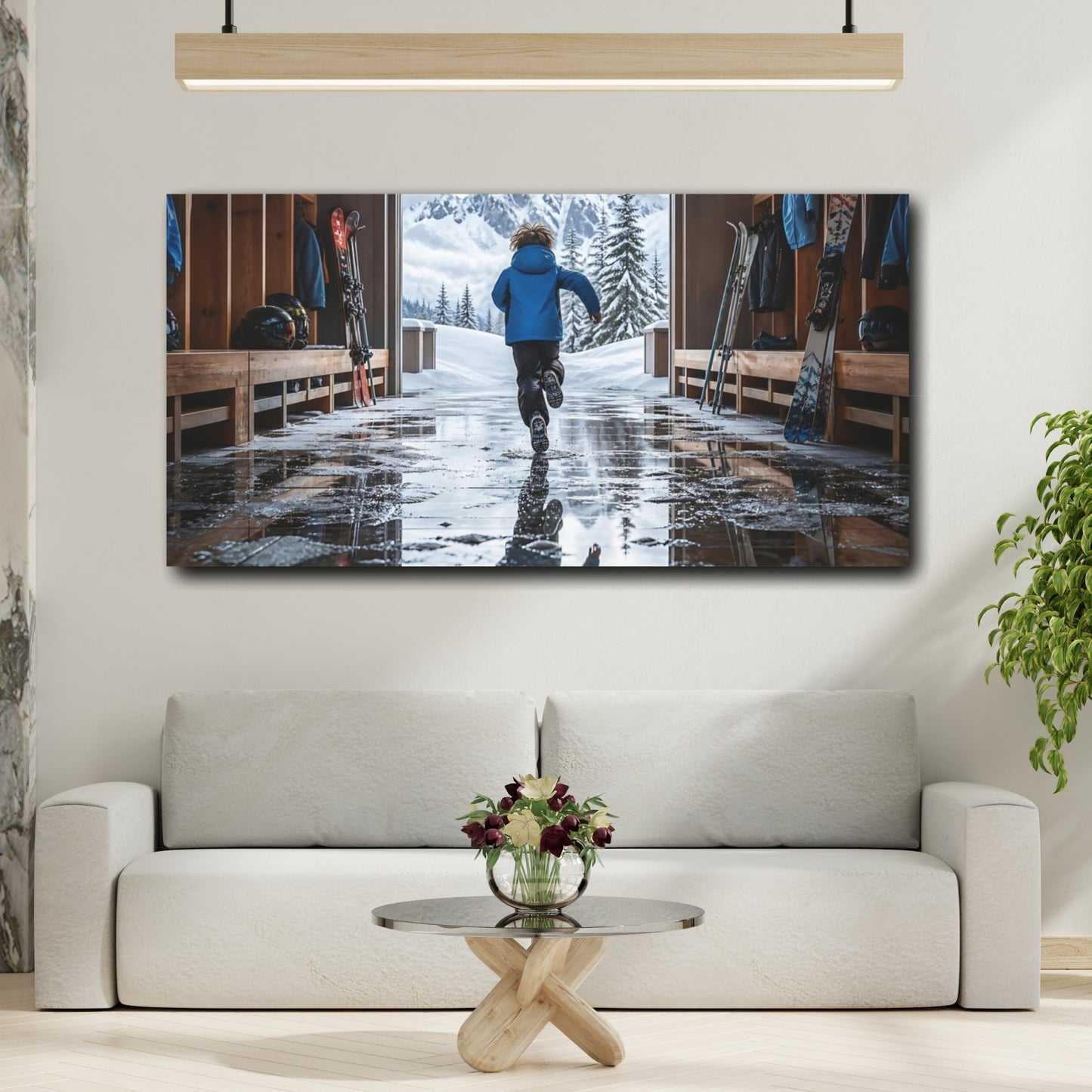 Mockup 2. Nature Child Running Winter Adventure shown as canvas print