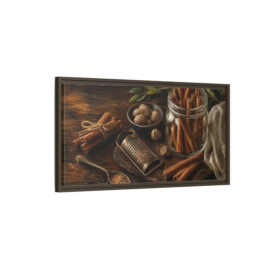 Main Mockup. Nature Cinnamon Brown Spices shown as framed canvas print