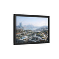 Side Mockup 6. Nature Cityscape Winter Cityscape shown as stretched canvas wall art