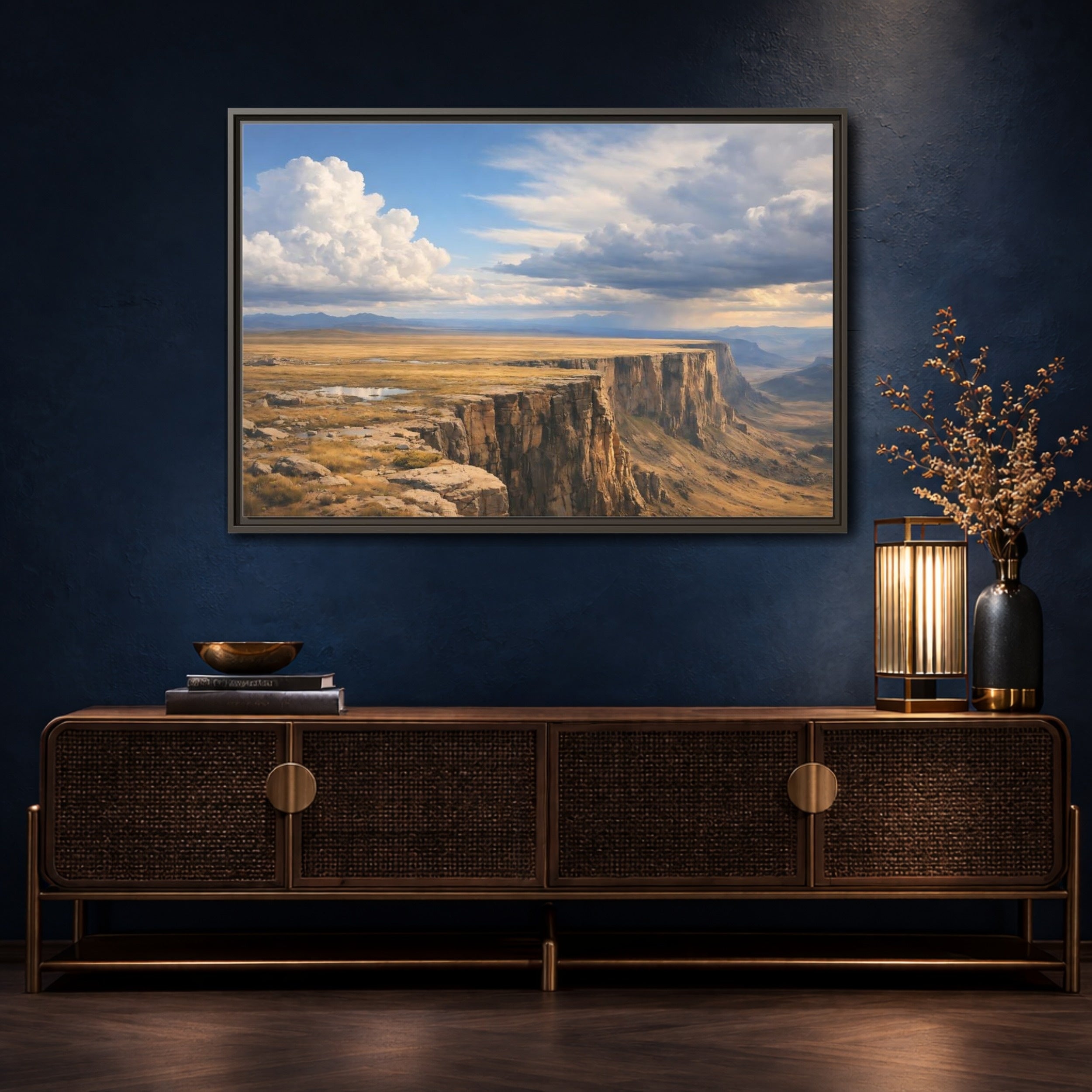 Mockup 4. Nature Cliffs Landscape Vast Canyon Landscape shown as stretched canvas wall art
