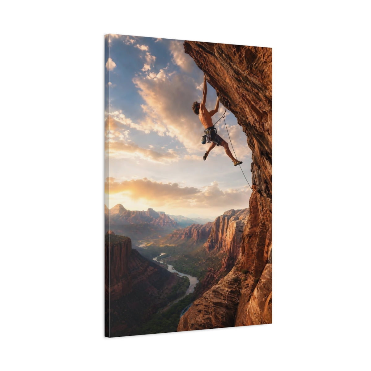 Nature Climber Orange Mountain Canvas Wall Art Print - Living Room Above Sofa shown as canvas wall art