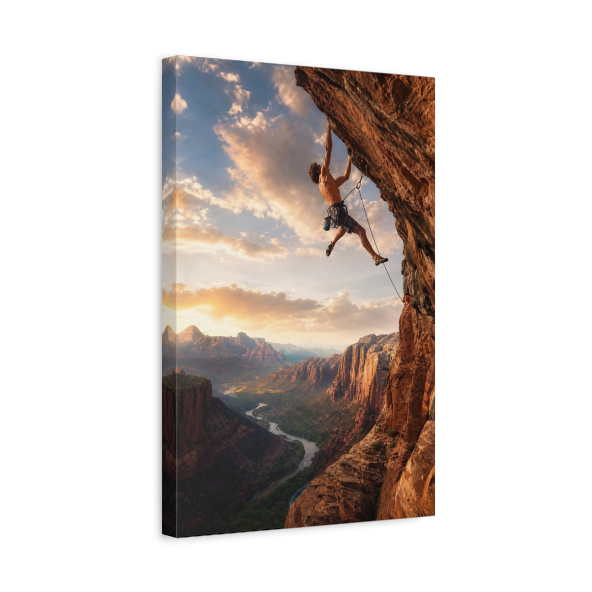 Nature Climber Orange Mountain Canvas Wall Art Print - Living Room Above Sofa shown as canvas wall art