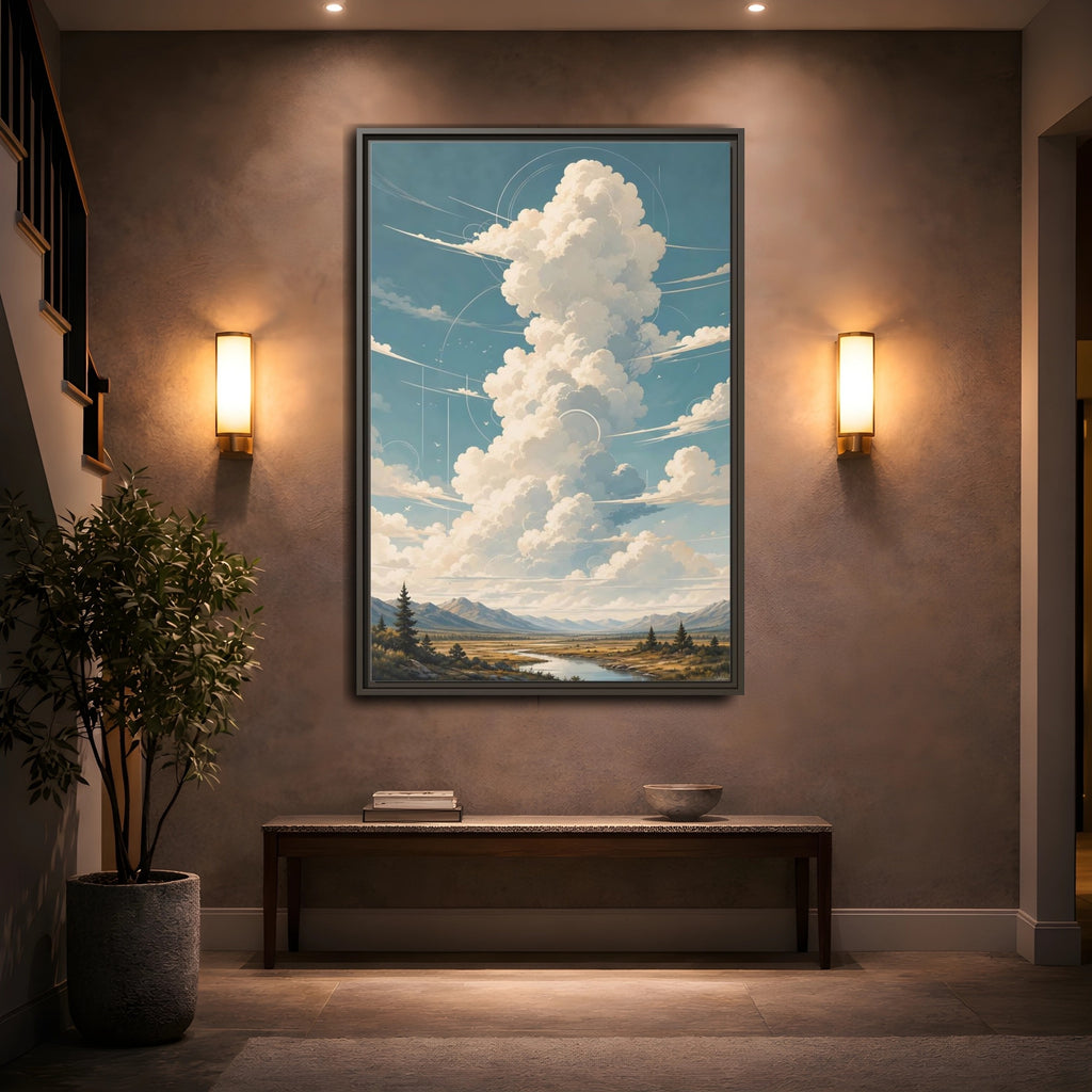 Mockup 2. Nature Clouds Blue Sky Clouds shown as stretched canvas wall art