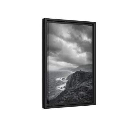Side Mockup 6. Nature Coastal Cliff Black And White Coast shown as stretched canvas wall art