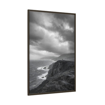 Side Mockup 8. Nature Coastal Cliff Black And White Coast shown as stretched canvas wall art