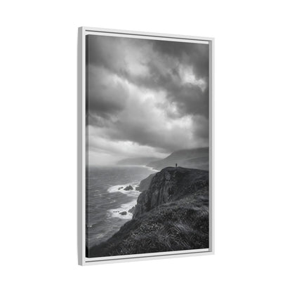 Side Mockup 10. Nature Coastal Cliff Black And White Coast shown as stretched canvas wall art