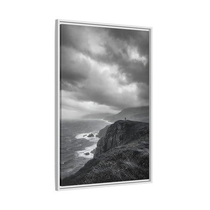 Side Mockup 9. Nature Coastal Cliff Black And White Coast shown as stretched canvas wall art