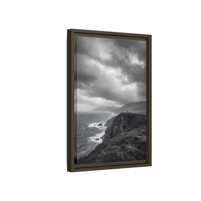Side Mockup 5. Nature Coastal Cliff Black And White Coast shown as stretched canvas wall art