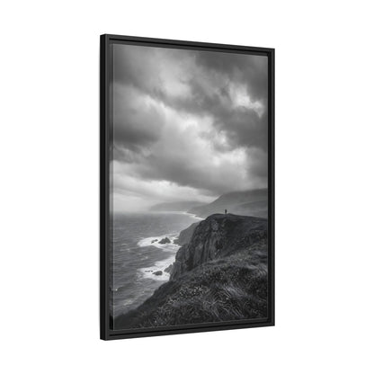 Side Mockup 14. Nature Coastal Cliff Black And White Coast shown as stretched canvas wall art